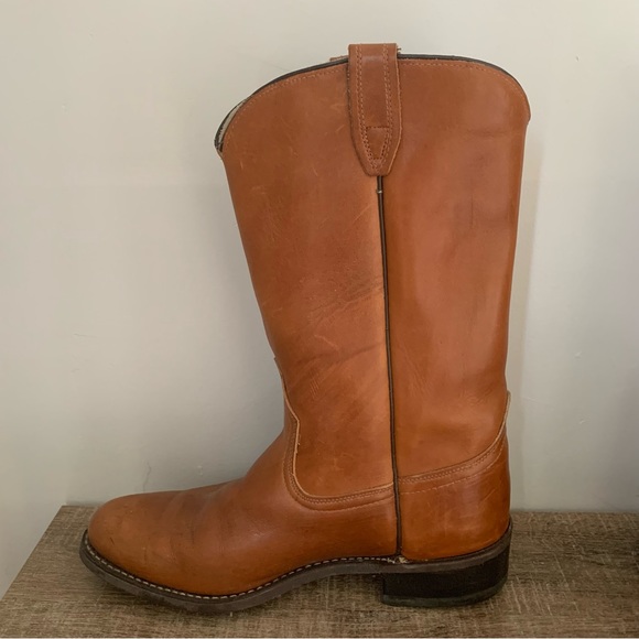 Men’s 10D ACME WELLINGTON Brown Leather Cowboy Boots 9096 Cushioned Insole EXC - Picture 8 of 16